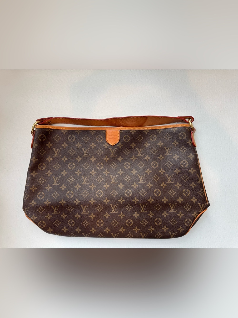 Luxe Brown Monogram Canvas Tote with Tan Leather Trim